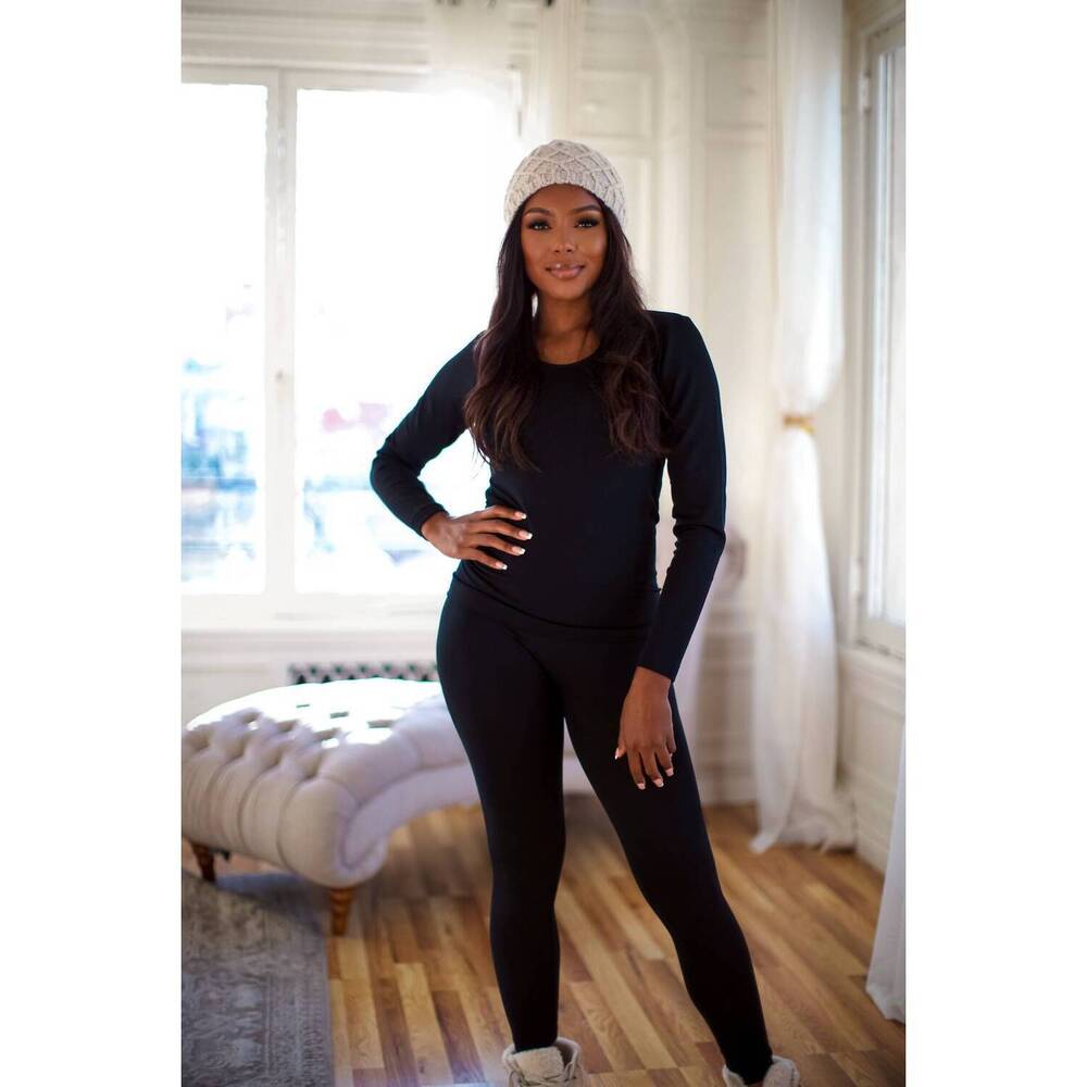 NEW LITTLE SECRET OF MINE fleece leggings set in black